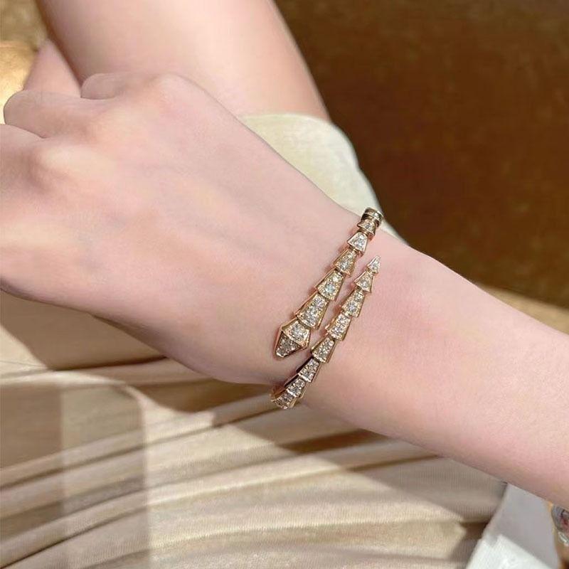 Браслет из змеевика Европейский и американский циркониевый браслет-змеевик, темпераментный браслет высокого класса, ниша