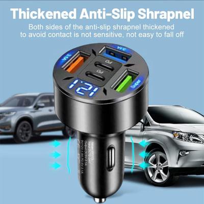 Автомобильное зарядное устройство с цифровым дисплеем 4USB 66 Вт, быстрая зарядка, PD, зарядная головка для мобильных телефонов, от одного до четырех с автомобильным зарядным устройством Halo