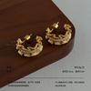 Vintage pleated ruffle edge C-ring earrings, premium broken diamond texture earrings, niche light luxury atmosphere, versatile stud earrings