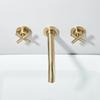 Brushed Golden Basin Faucet Wash Basin Sink Faucet Bathroom Basin Taps Wall Mounted Hot Cold Water Mixer Tap Bathtub Mixer