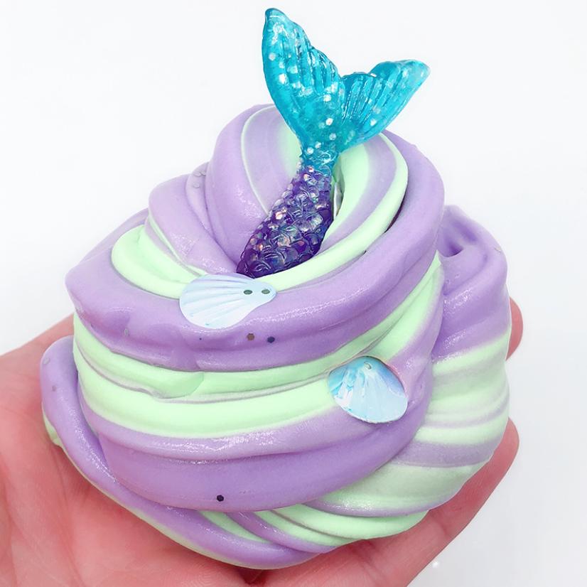 Русалочка хлопковая слизь пушистая кристальная грязь лепка глина антистрессовая игрушка замазка для детей большая игрушка слизь