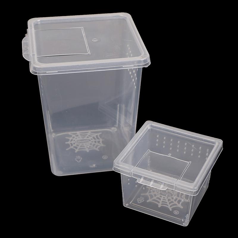 New 1pcs Plastic Feeding Acrylic Box Insect Spider Habitat Feeding Box Case Scare Toy Box Container Tank Transport Hatching Tank