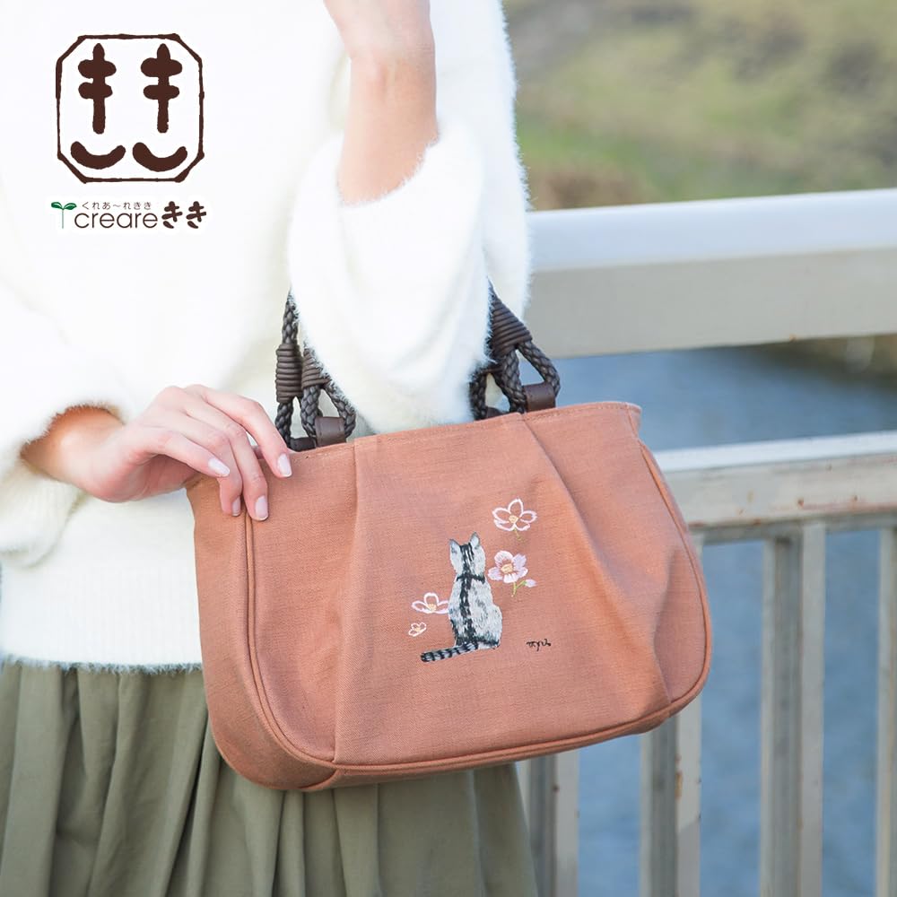 Сумка-тоут Made in Persimmon Shibu Japanese Cat Birthday [creareki] женская, маленькая, легкая, Япония, окрашенная, стиль, узор, вышивка, темно-бордовый,