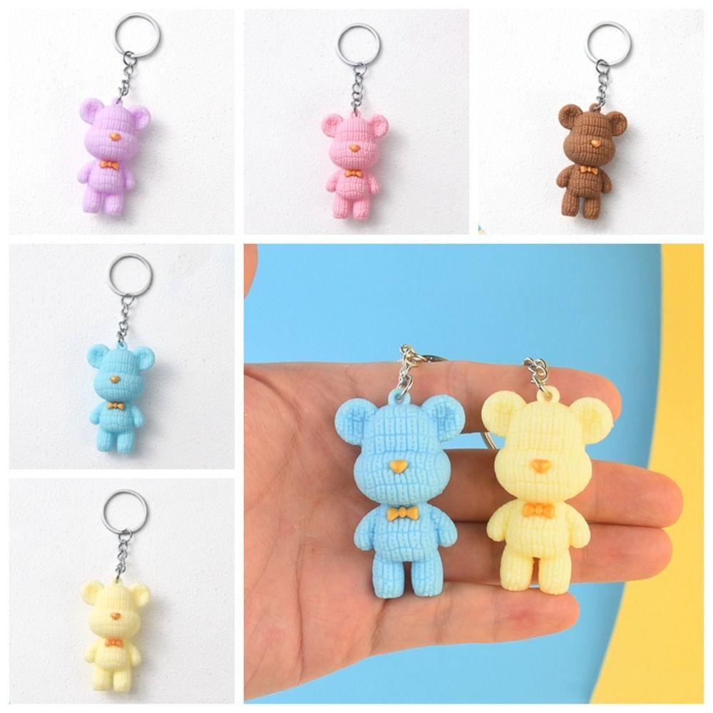 Backpack Charm Wool Bear Shape Key Rings Pendant Soft Color Bear Keychains   Backpack Decoration