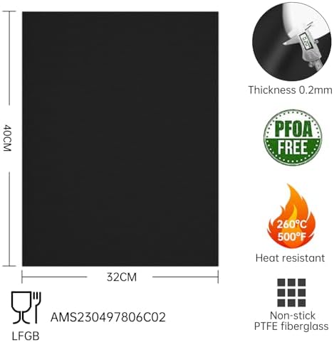 Non stick Grill Mat Griddle Sheet for Gas Grills Reusable Suitable for Charcoal & Electric Grills PFOA Free Over 40 x 32 cm (Set of 5)