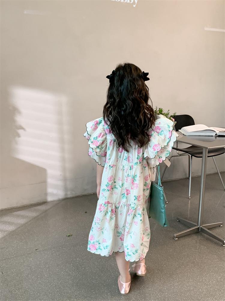 Корейское милое цветочное платье принцессы для девочек - Летняя мода 2024