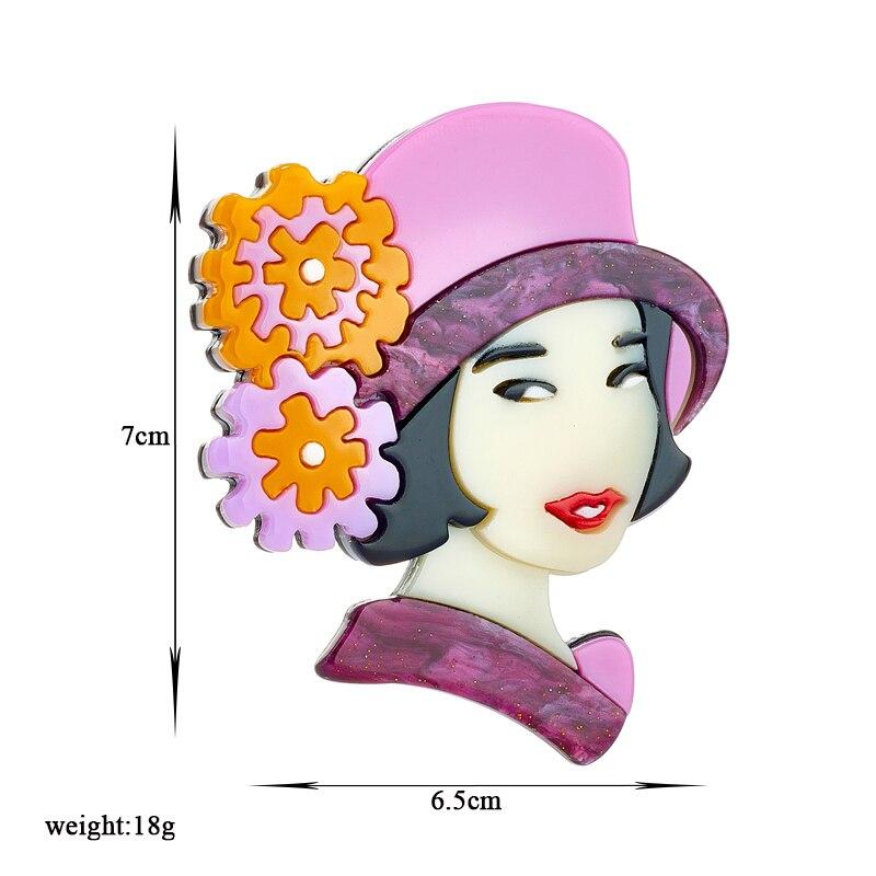 Blucome Броши «Девушка в шляпе» женские стильные акриловые материалы милый темперамент изысканный новый аксессуар для подарков на вечеринку
