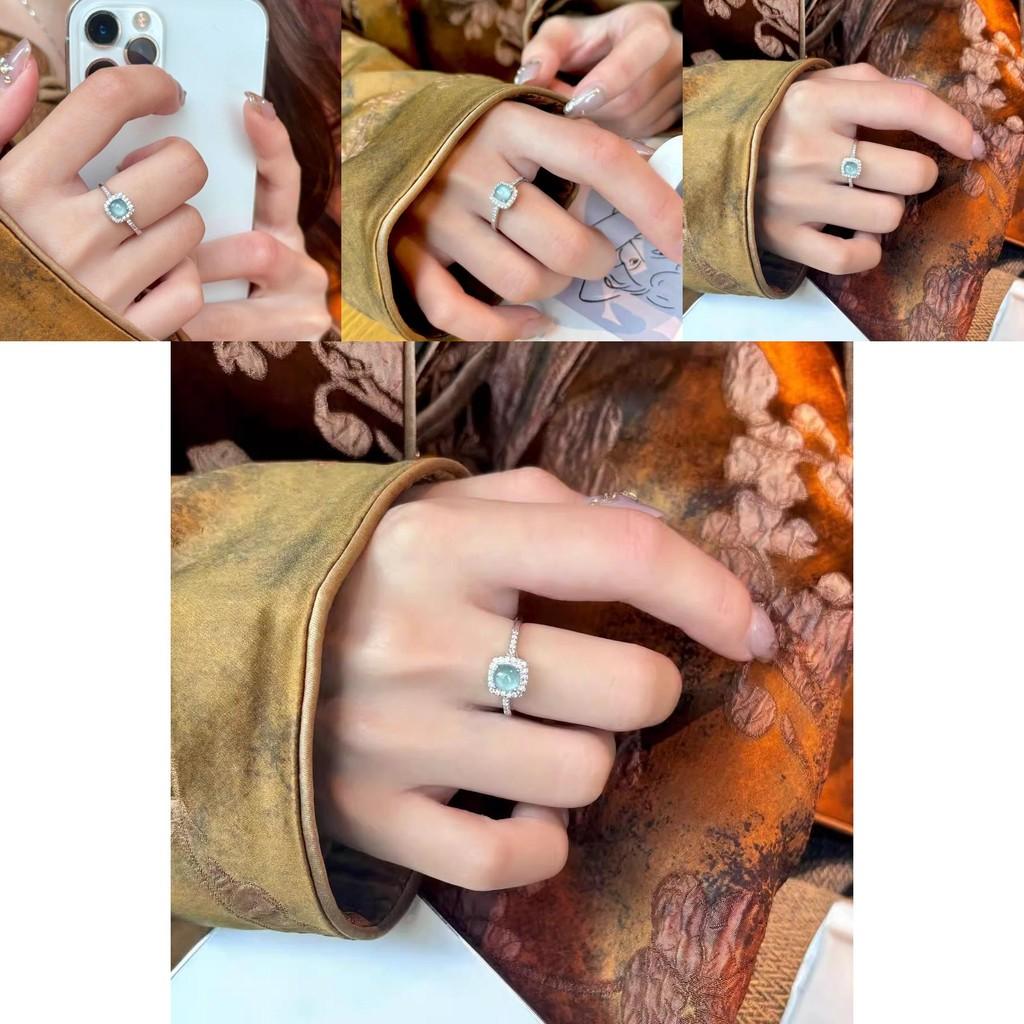 Trendy Blue Adjustable Jadeite Ring Made Of 925 Sterling Silver For Women Wear Fashionable