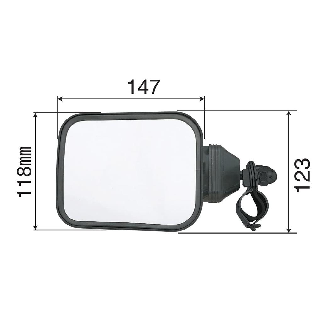 Side 1 108 x Fits Truck Reduces Blind Spots pa-man Mirror, Flat, Black, Piece, 133mm, 20-24mm, Accessories, Auxiliary, Square, Rectangular,