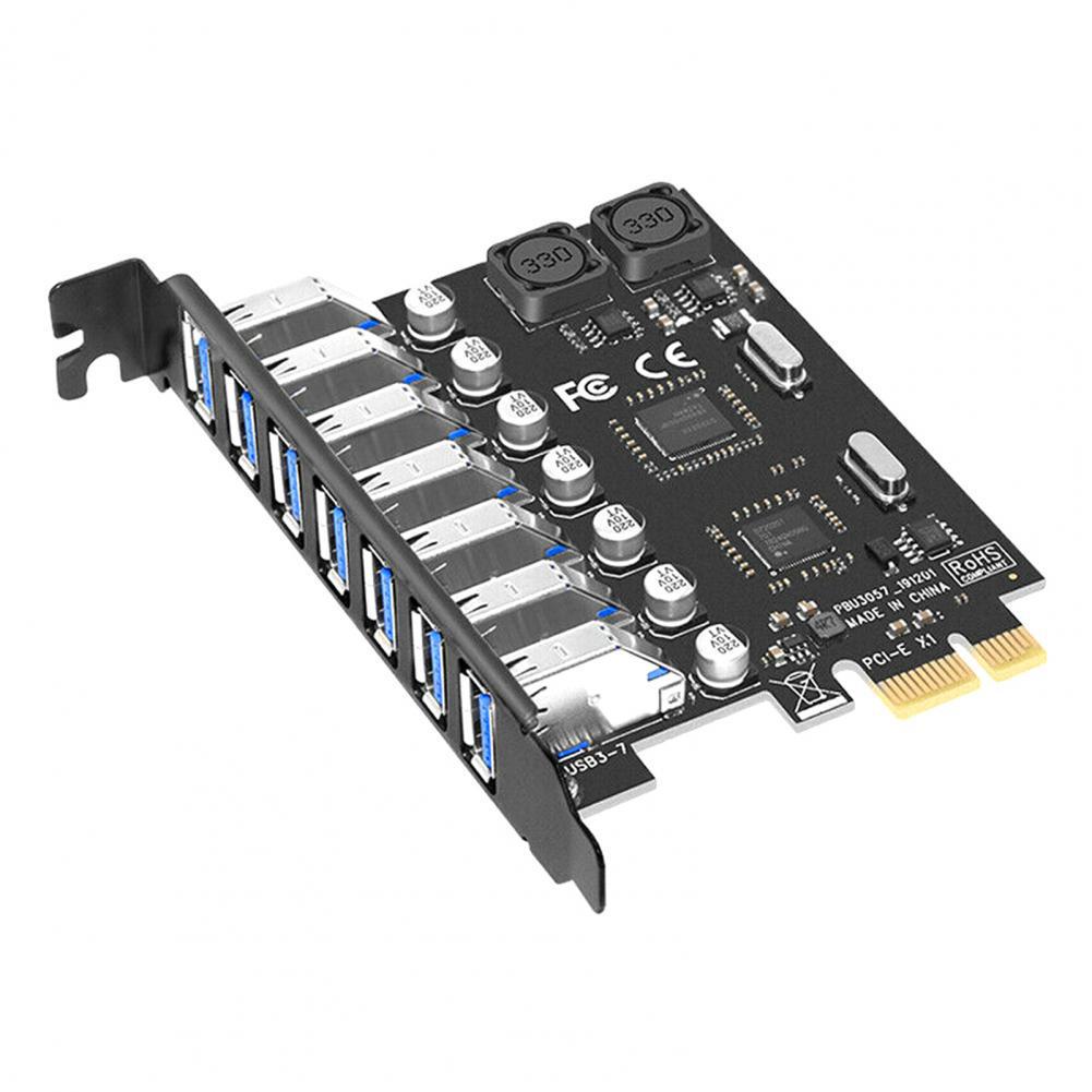 7-Port PCI-E to USB 3.0 Adapter Card for Desktop - No External Power Required, NEC Chip