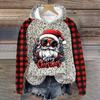 Women's Fashion Pullover Plunging Sleeve Christmas Printed Hooded Sweatshirt