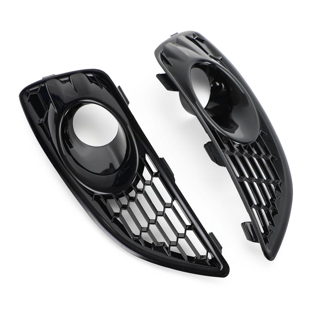Areyourshop Pair Grille Gloss Black Front Fog Light Lamp Cover Fit Ford Fiesta 2013-2017