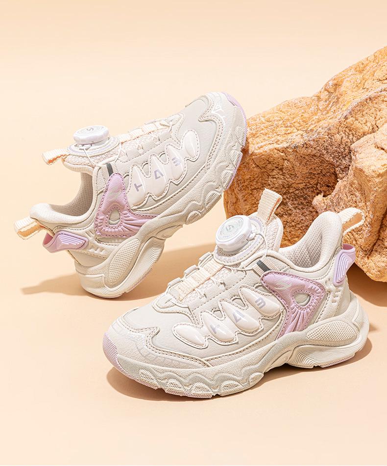 Hapi Bear Girls' Leather Sneakers: Dirt-Resistant, Spring/Autumn, Campus Running Shoes.