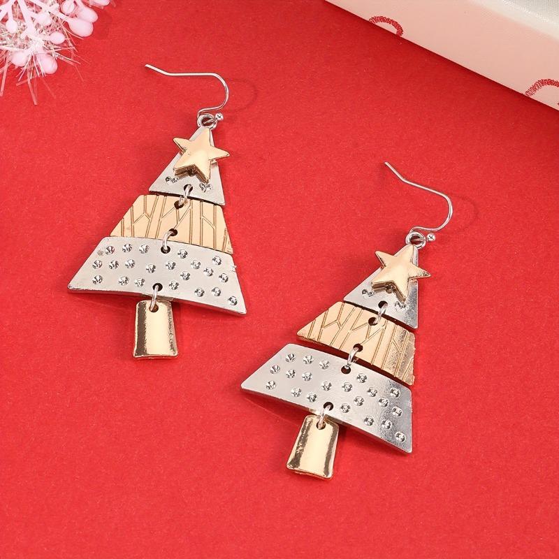 Элегантные серьги-подвески в виде рождественской елки из цинкового сплава, не содержат никель, идеально подходят для праздничных вечеринок и повседневной одежды.