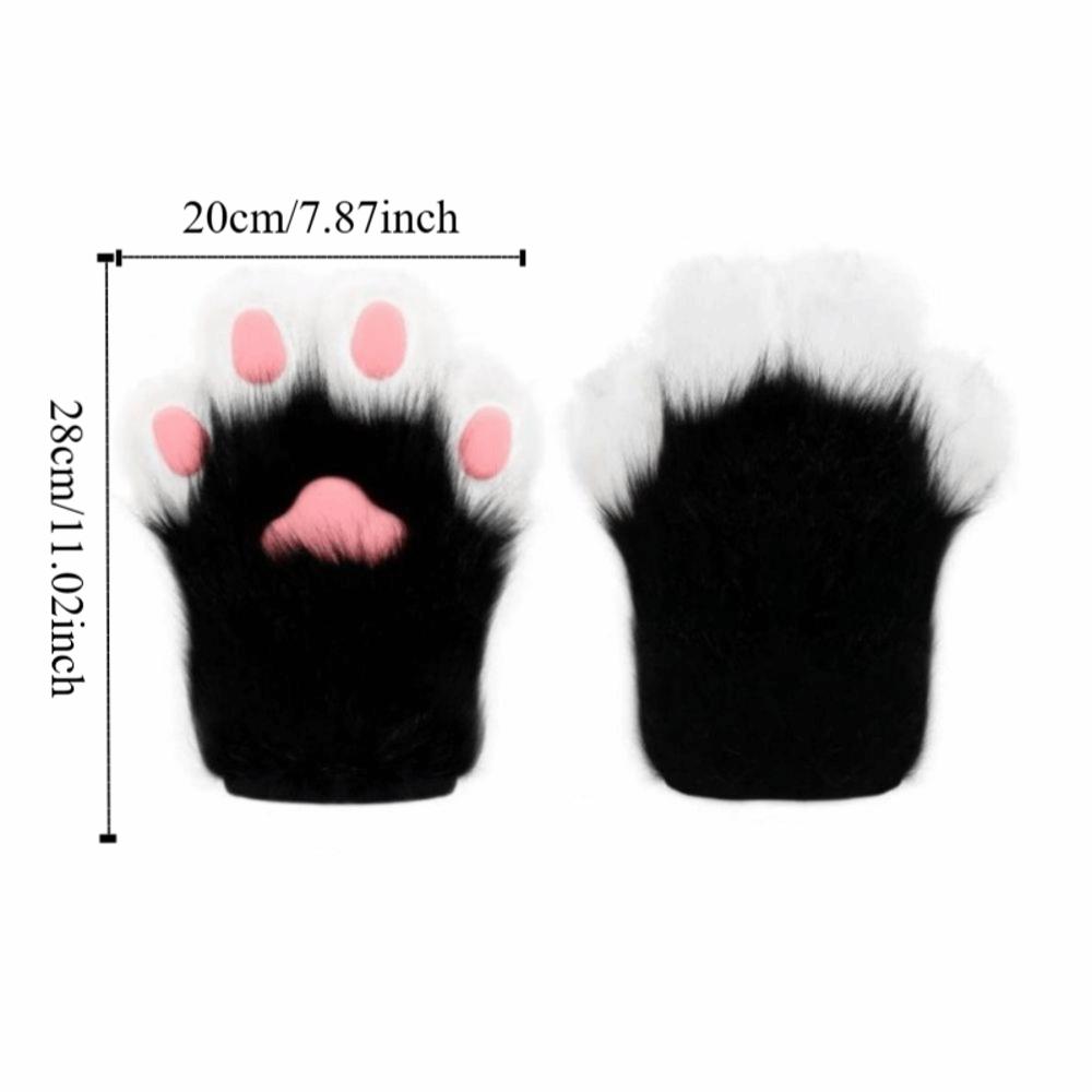 Fashion Cartoon Cosplay Costume Gloves Squeaky Kig Fursuit Kigurumi Plush Cat Paw Gloves Furry Warm Cosplay Props Gifts