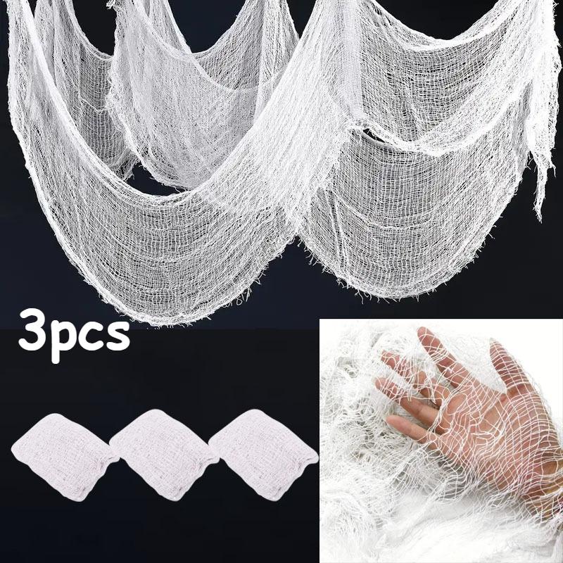 Хэллоуин Марлевая ткань Черная Крупная Марлевая ткань Дом с привидениями Сделай сам Декоративная марля Реквизит для сцены вечеринки ужасов Хэллоуинская декорация