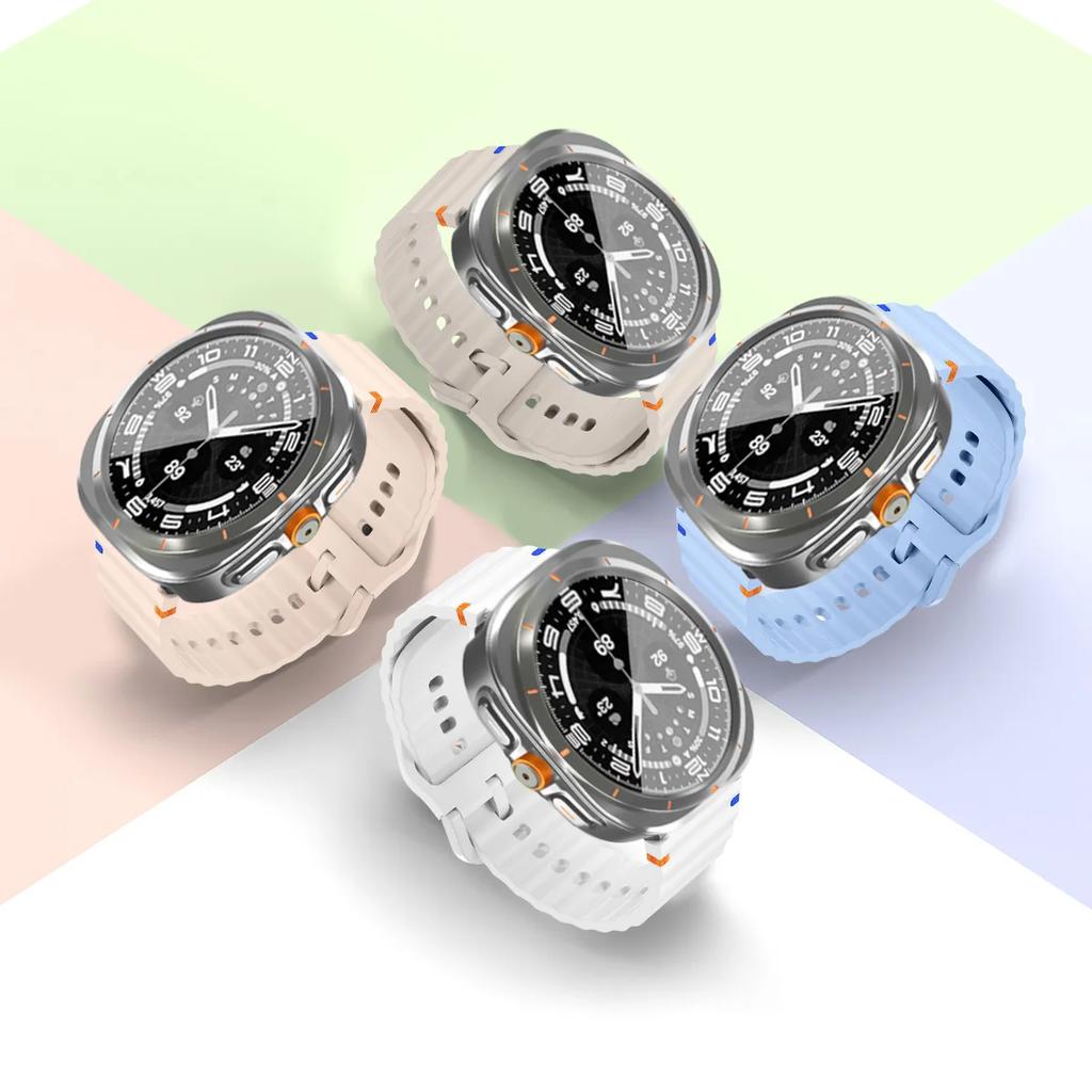 Ремешок+Переход на Ультра Чехол для Samsung Galaxy Watch 7 6 40 44мм Обновление до Galaxy Watch Ultra 47 Защитное стекло для экрана