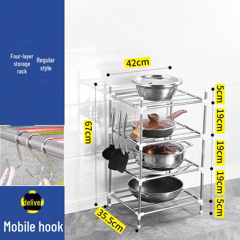 Многоуровневая напольная подставка для кастрюль и раковин из нержавеющей стали — простая установка