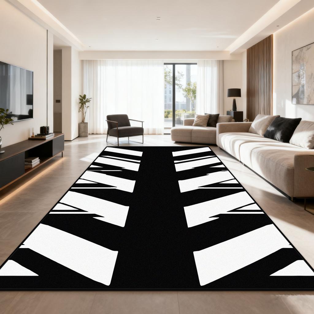 Black White Stripe Carpet Living Room Modern Style Decoration Sofa Side Non-slip Floor Mat Soft Washable Bedroom Cloakroom Rugs