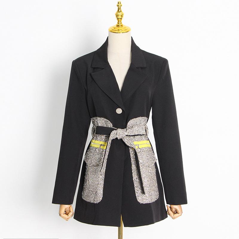 Women's Casual Suit Jacket French Court Style 2023 Autumn V-neck Design Chic Loose Mid-length Luxury Elegant Women's Blazers