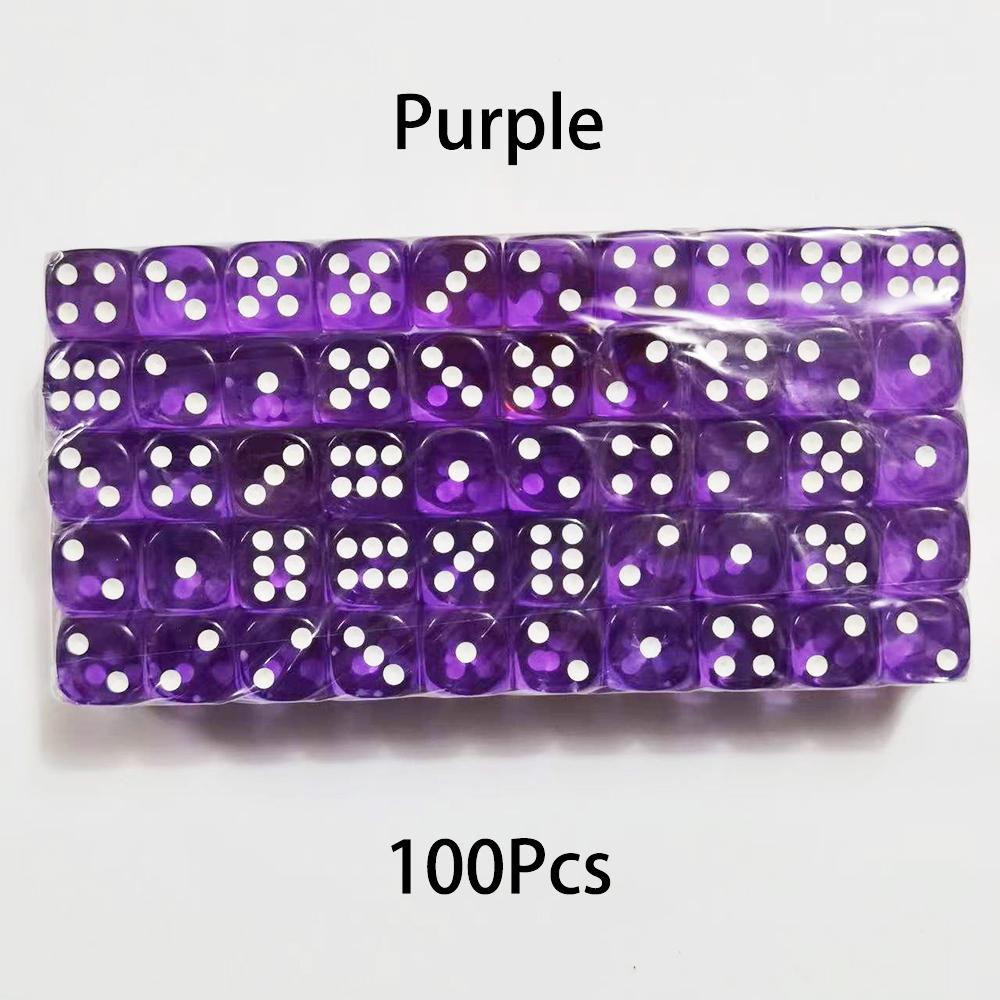 100Pcs/Set 6 Sided Dice 14Mm D6 16 Transparent Optional Color Acrylic Rounded Edges Dice For Table Board Games Party Dnd