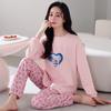 Пижама женская из чистого хлопка с длинным рукавом, весенне-осенняя, свободная, повседневная, большого размера, для женщин, хлопковый комплект для дома