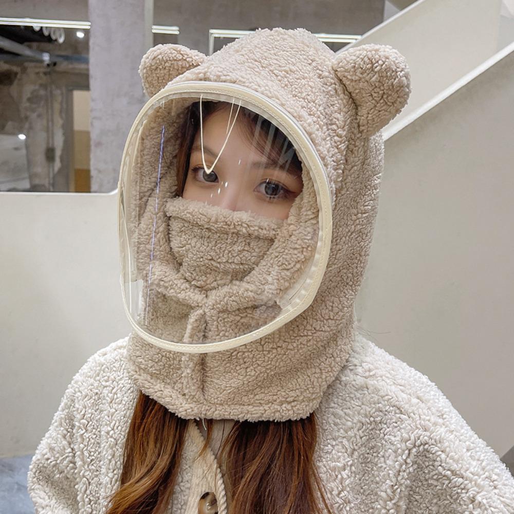 Warm Riding Face Mask Thickened Plush Pullover Hat Fashionable Full Face Cover Hats Riding