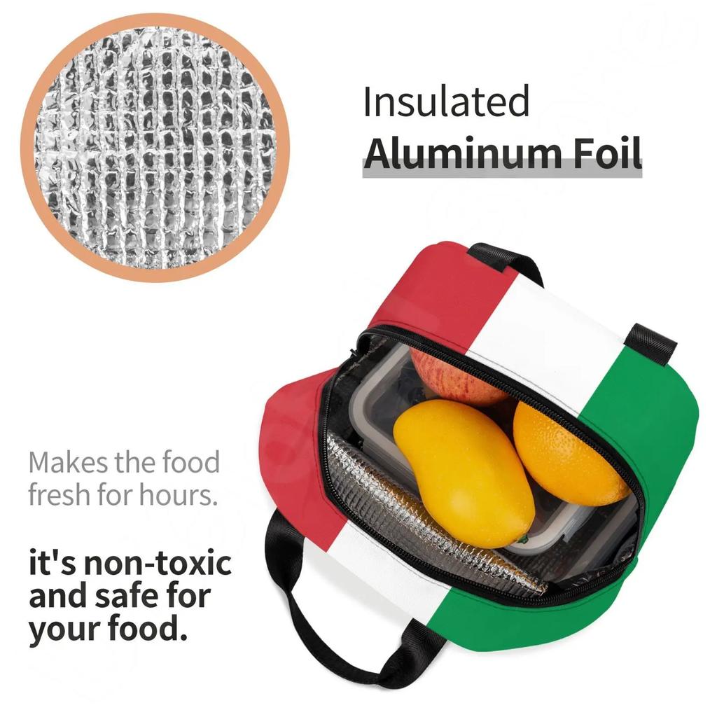 Термосумка для ланча с принтом итальянского флага, изолированная коробка для ланча для женщин, мужчин, детей, сумка для бенто для пикника на открытом воздухе, работы, офиса, путешествий