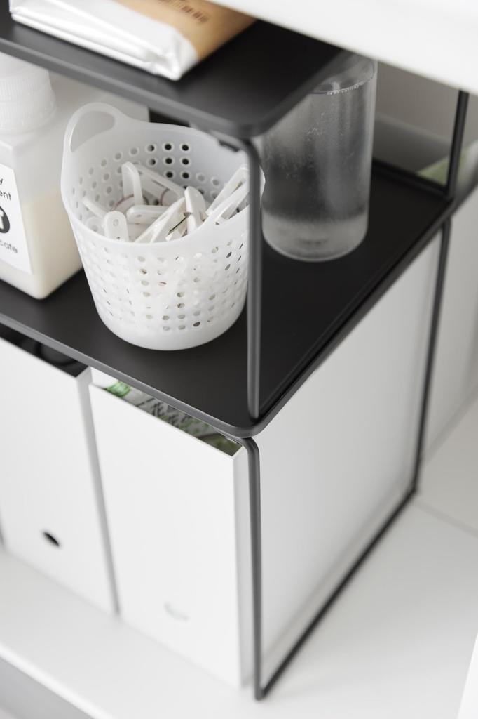 Складная полка Yamazaki Jitsugyo L, черная, когда x D24 x H28 см, штабелируемая под раковиной, кухонная стойка для хранения 1370, б/у, W40,9