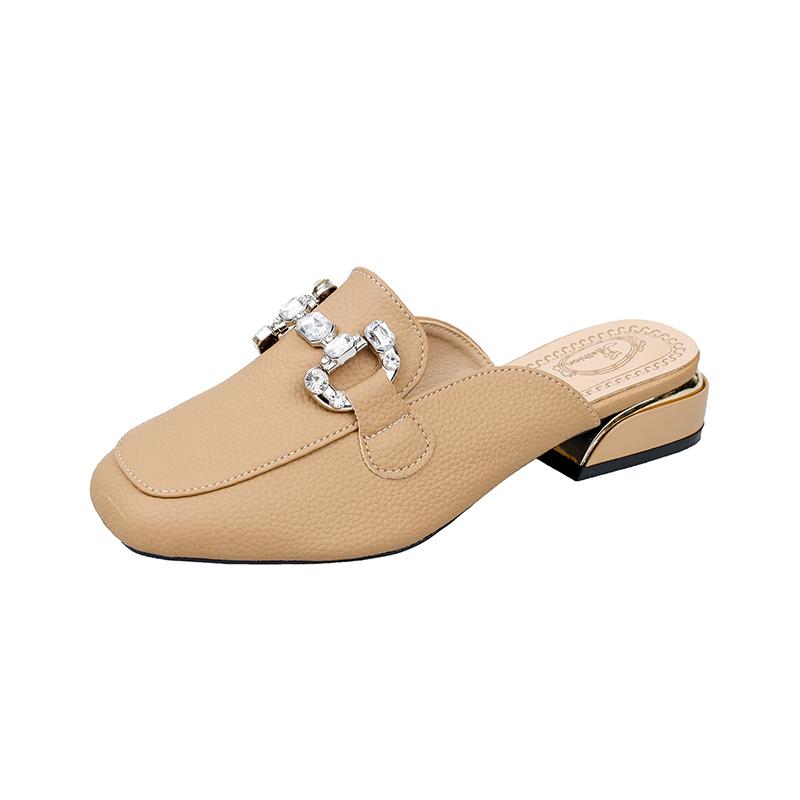 Elegant Women Summer Flip Flops Chain Square Toe Slippers Sandals Shoes Woman Casual Slides Mules Babouche Slippers Shoes Mujer