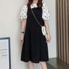 A-line Suspenders Dresses Women Dot T shirt Dress All-match Two Piece Set Dress  Student
