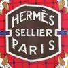 Used Hermes Carre 45 Tattersall Scarf Red Unused