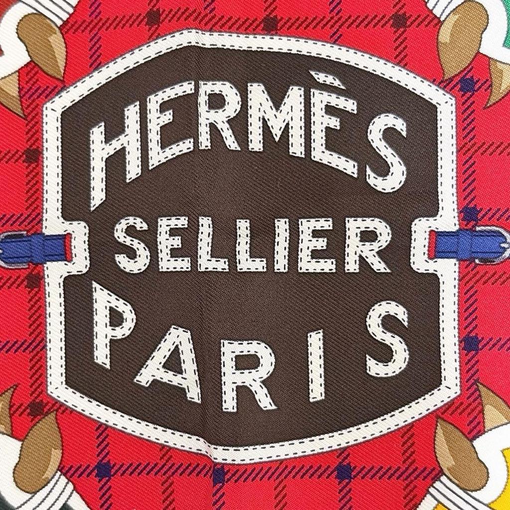 Used Hermes Carre 45 Tattersall Scarf Red Unused