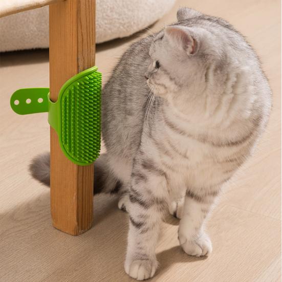 Cat Self Grooming Brush Adjustable Corner Cat Face Itch Scratching Brush Table Leg Silicone Massage Comb for Indoor Long Short Haired Cats