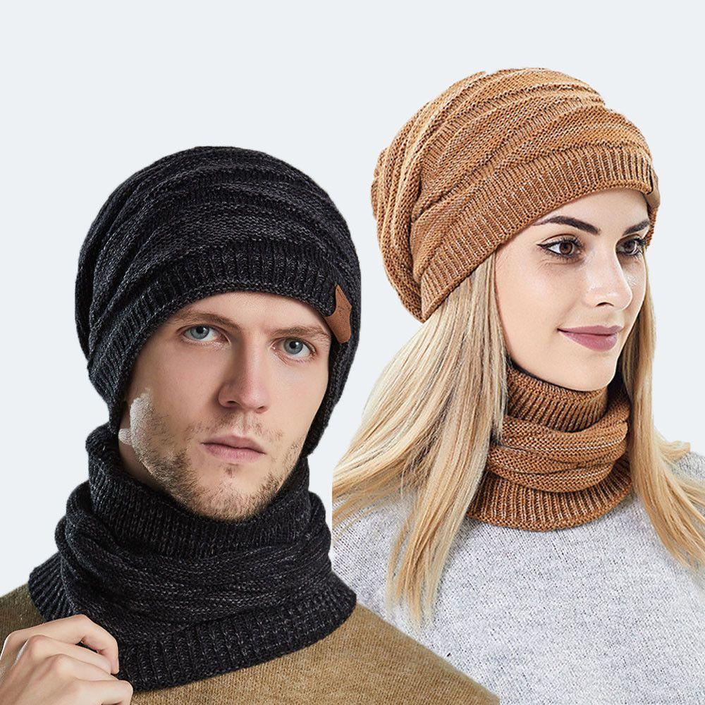Keep Warm Women Men Wool Winter Hats Scarf Set Hedging Caps Millinery Beanies Caps