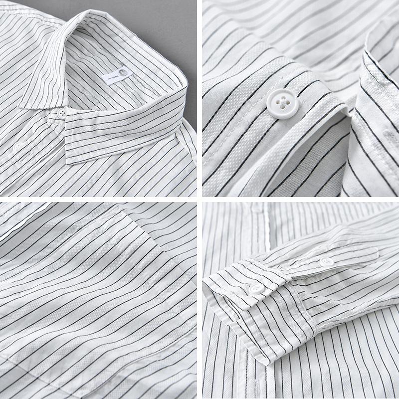 Весенняя мужская полосатая рубашка из чистого хлопка, красивая свободная рубашка с длинным рукавом, литературная и универсальная повседневная блузка