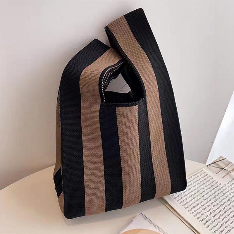 Handmade Knit Handbags Women Mini Knot Wrist Bag Korean Casual Tote Bag Reusable Shopping Bags