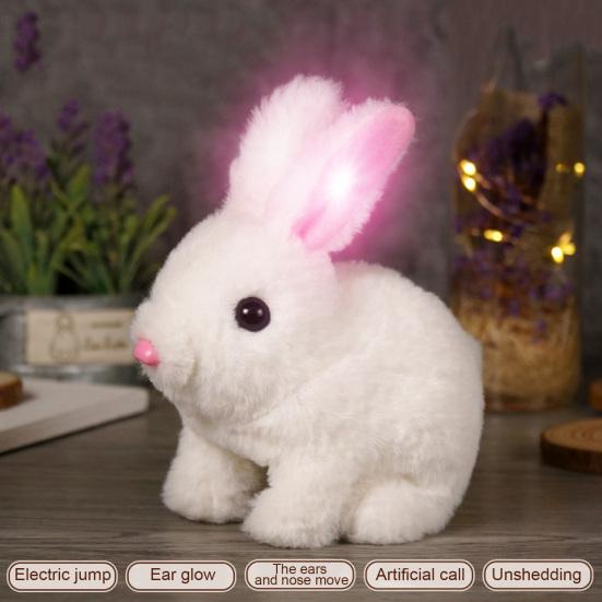 Realistic Bunny Toy Kids Interactive Jumping Rabbit Plush Toy Lifelike Ears Twitching Handmade