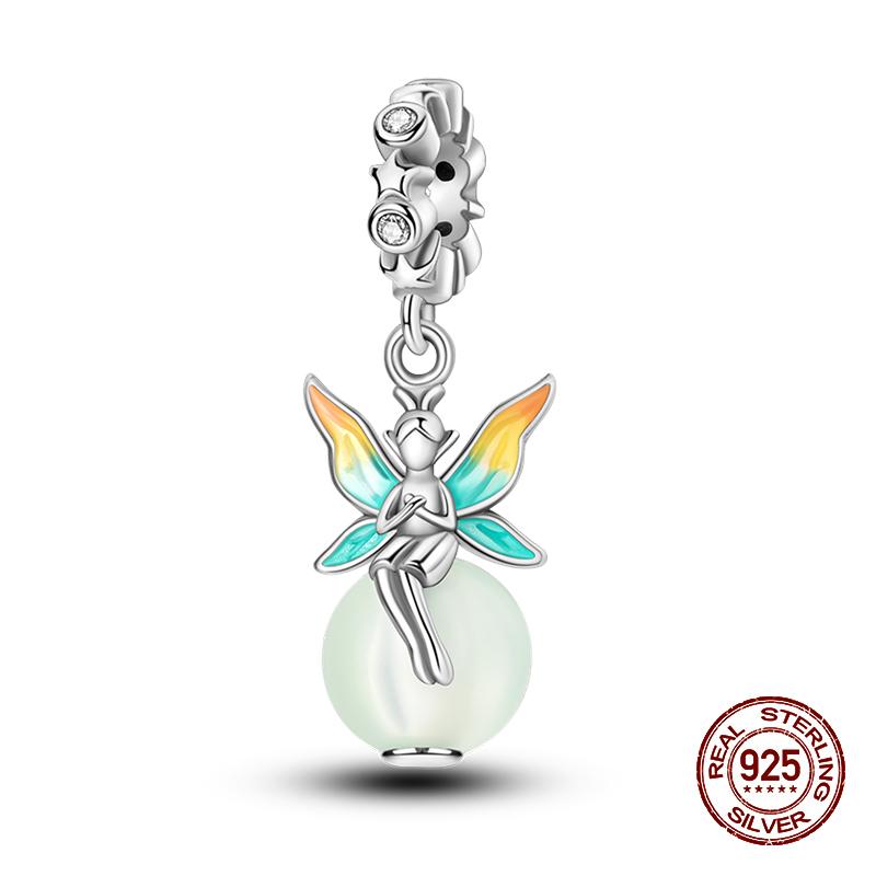 Новинка, 100% стерлингового серебра 925 пробы, цветы, драгоценные камни, подвески-бабочки, бусины, подходят для оригинального браслета 925 пробы, сделай сам, теплые украшения, подарок на день рождения