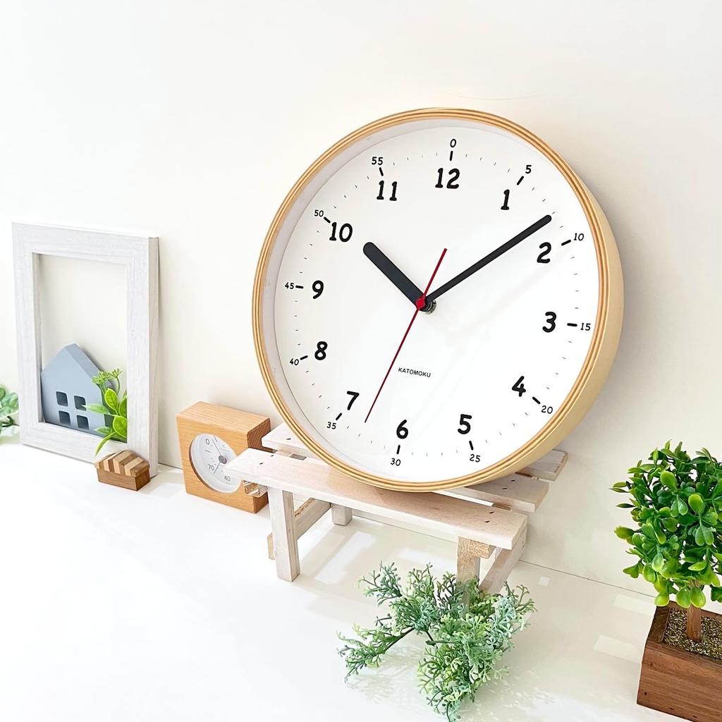KATOMOKU Plywood Clock 10 km-76NA Wall Clock First Clock Continuous Second Hand Diameter 25.2cm (quartz Clock)