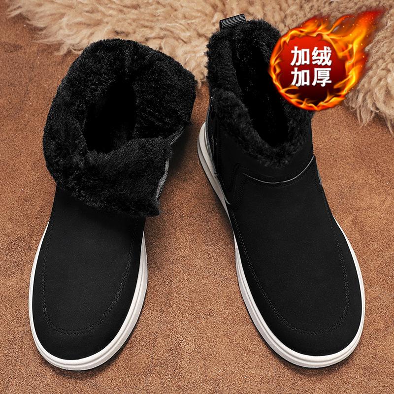 Зимние мужские ботинки для снега 2024 года, новые бархатные утолщенные, утепленные, водонепроницаемые, теплые, с мехом, с интегрированным хлопком, северо-восточные большие ботинки