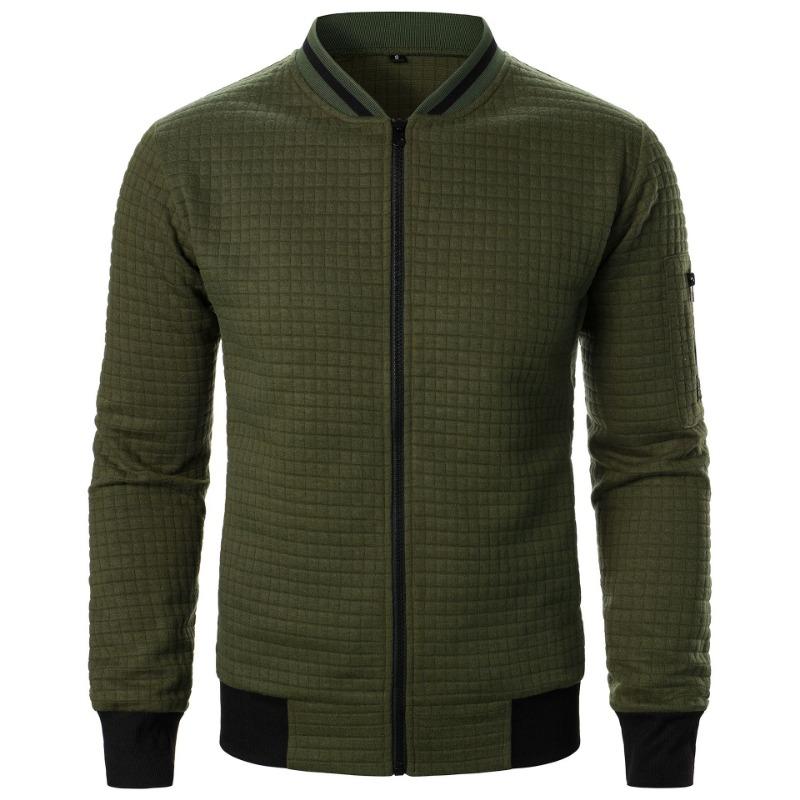 Men S Solid Color Zip Up Stand Collar Long Sleeve Cardigan Sweatshirt