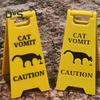 1/2Pcs Dog Cat Vomit Caution Sign Weather-proof Plastic Outdoor Garden Yard Lawn Pet Black Cat Vomit Warning Sign Bathroom Decoration