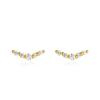 V-Shape Cluster Stud Earrings - Sterling Silver Gold Plated