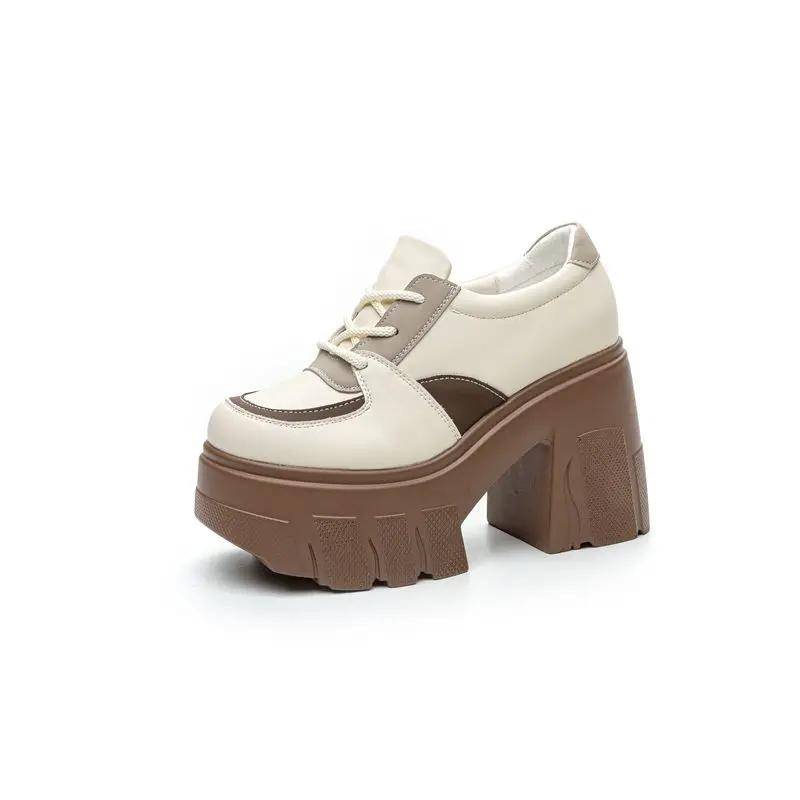 Fujin 11cm Genuine Leather Women High Brand Casual Ankle Knee High Boots Platform Wedge Pumps Heels White Shoes ZIP Shoes