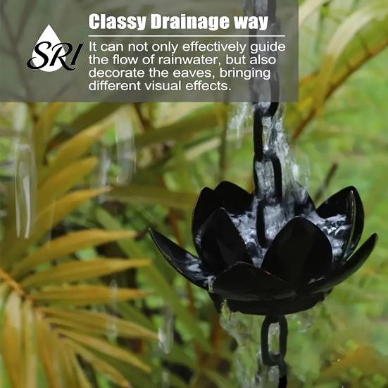 Heavy Duty Rain Chain Outdoor Lotus Metal Garden Hanging Easy to Hang Catcher Cups Outside Gutters Downspouts Replacement Decorative Iron
