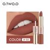 Оптовая продажа O.TWO.O 2-в-1 Матовая помада и Жидкая помада 12 Цветов Макияж Блеск для губ Водонепроницаемый Батом Блеск для губ Тинт Косметика
