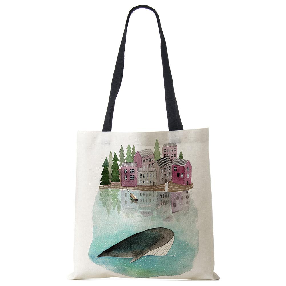 Свежая картина, милый кит, морская серия, сумка на плечо, женские сумки, дизайнерские сумки большой емкости