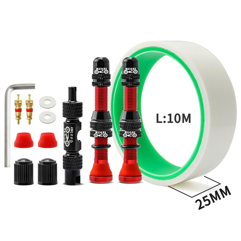MUQZI Tubeless Tire Kit MTB Road Bike Tubeless Rim Sealing Tape & Schrader Valve & Valve Core Removal Tool Cycling Accessories