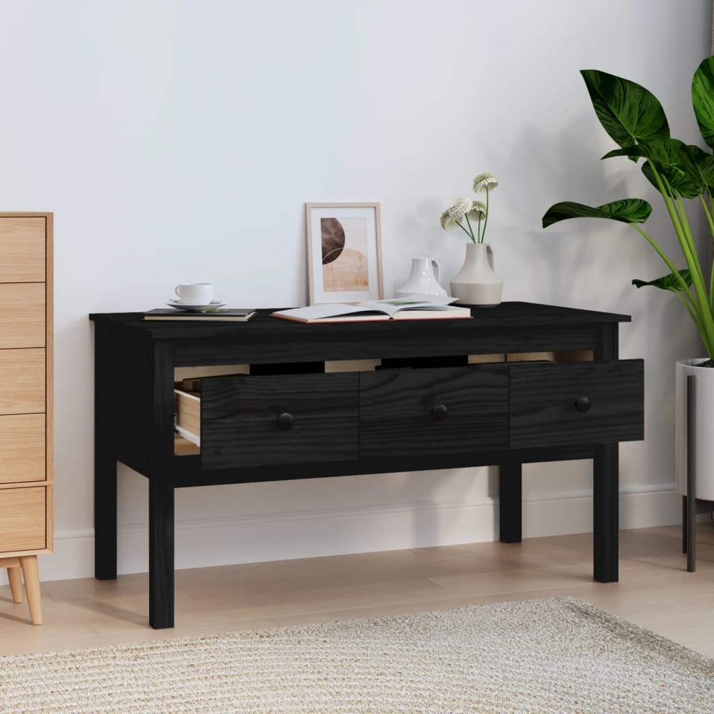 Vidaxl Stolik Kawowy, Czarny, 102X49X55 Cm, Lite Drewno Sosnowe